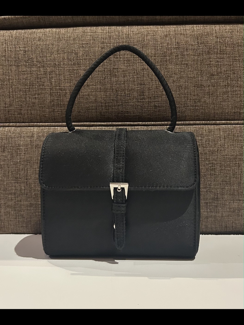 VTG Enzo Angiolini Black Satin Cocktail Hand Bag Purse Evening Satin Gold Buckle